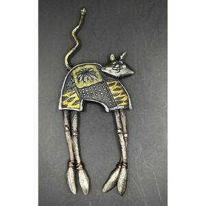 RARE Large Signed Artisan Cat Brooch 105/250 Mixed Metal Studio Jewelry Pin